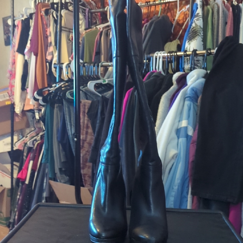 Audrey Brooke Black Over the Knee Boots